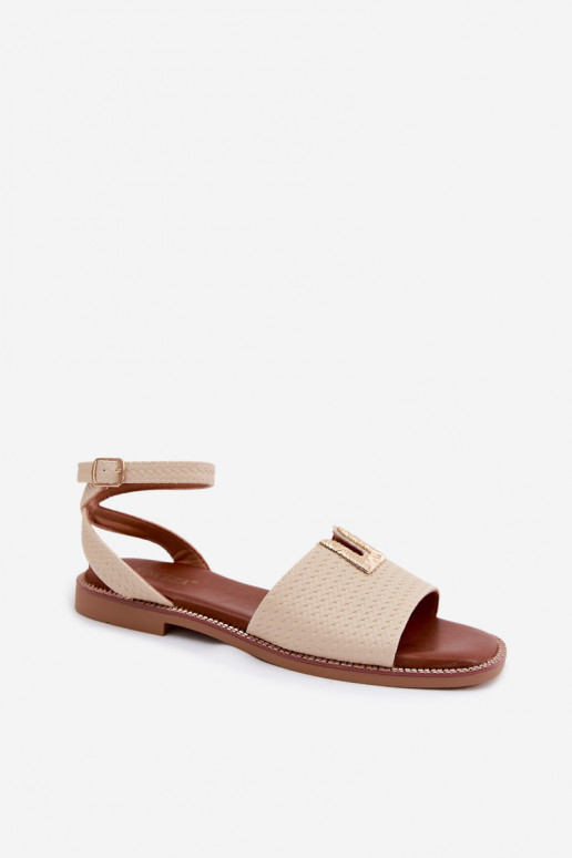 Sandali bassi da donna Ze colore doratom Detalem Vinceza 73505 beige