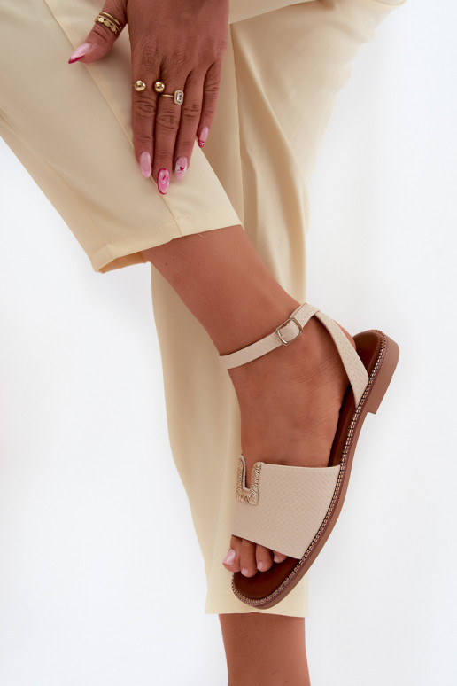 Sandali bassi da donna Ze colore doratom Detalem Vinceza 73505 beige