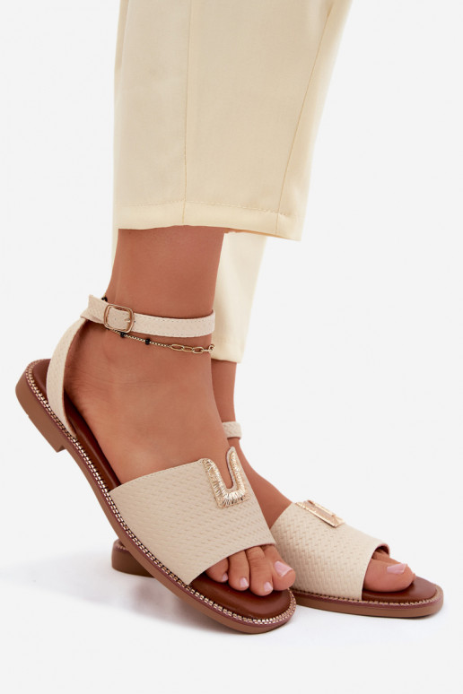 Sandali bassi da donna Ze colore doratom Detalem Vinceza 73505 beige