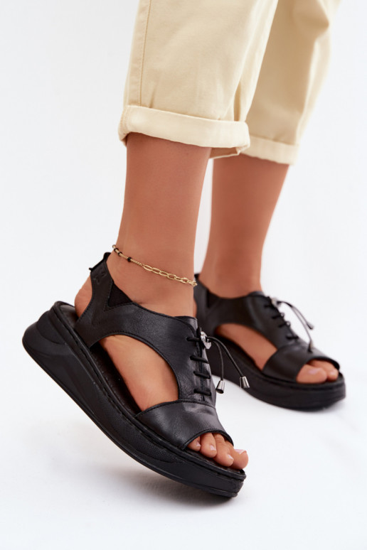 Sandali con piattaforma da donna di colore nero Tai turiciejka I7646-01