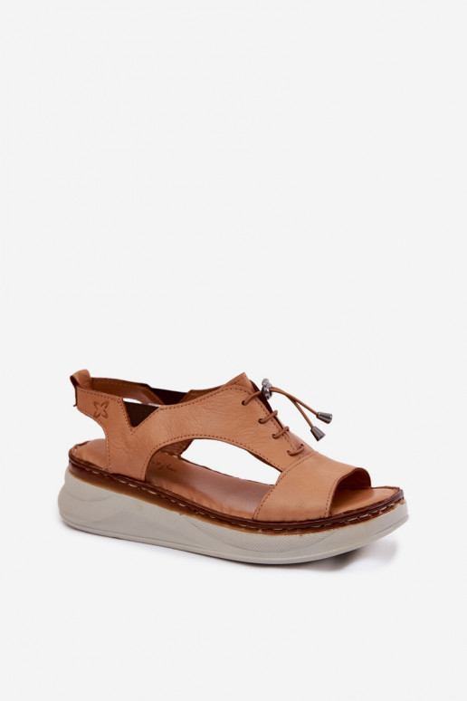 Sandali con piattaforma da donna di colore marrone Tai turiciejka I7646-29