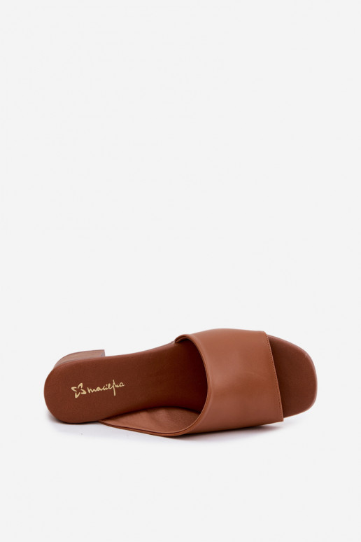 Pantofole in pelle Femminile con i tacchi Deveciejka E7395-29 colore marrone
