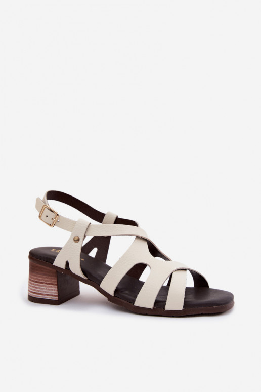 Pelle Sandali con tacco alto da donna Deveciejka E7399-04 colore avorio