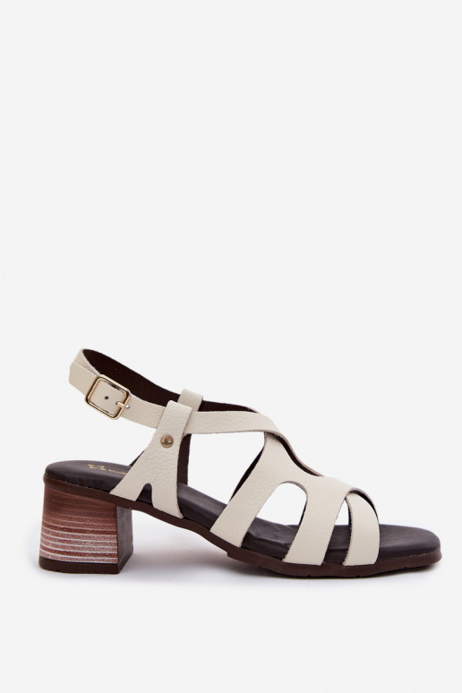 Pelle Sandali con tacco alto da donna Deveciejka E7399-04 colore avorio