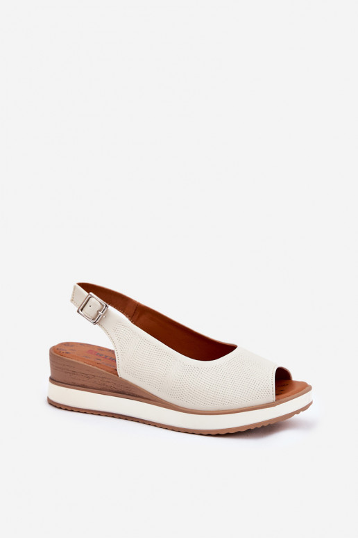 Pelle Sandali con plateau Artiker 56C2316 colore avorio