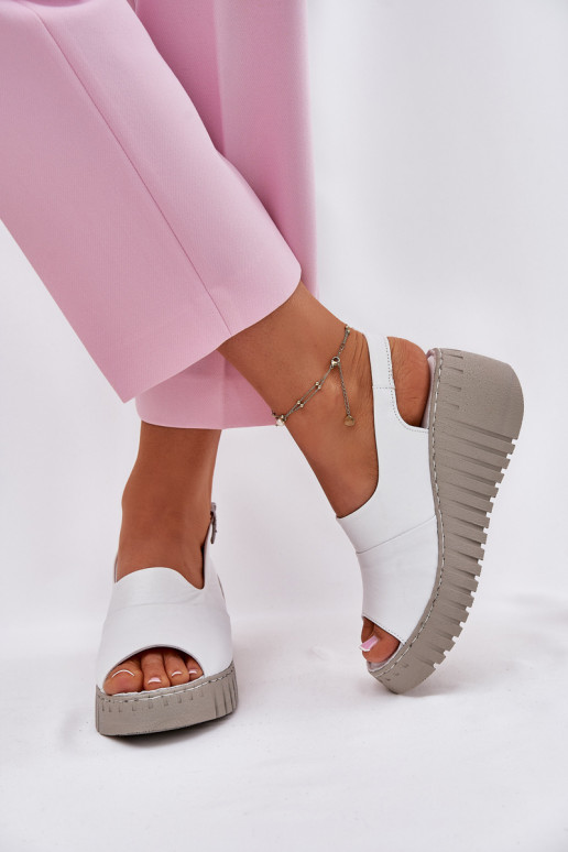 Sandali da donnaAbilitatoturalnej Skóry con una piattaforma Artiker 54C0786 Colore bianco