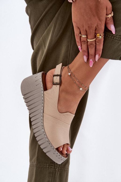 Sandali da donnaAbilitatoturalnej Skóry con una piattaforma Artiker 56C0957 beige