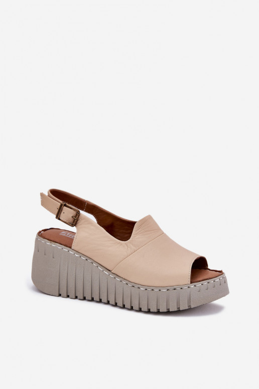 Sandali da donnaAbilitatoturalnej Skóry con una piattaforma Artiker 56C0957 beige