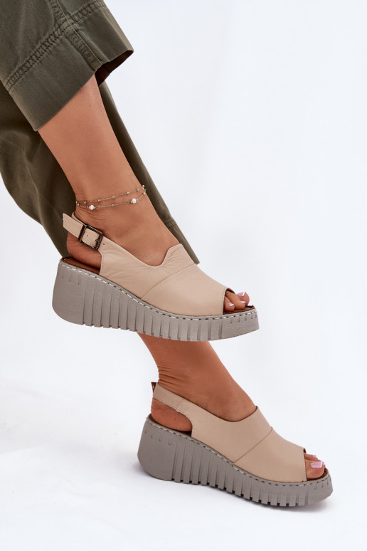 Sandali da donnaAbilitatoturalnej Skóry con una piattaforma Artiker 56C0957 beige