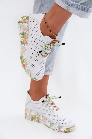 Scarpe in pelle con piattaforma di colore bianco Artiker 58C0598