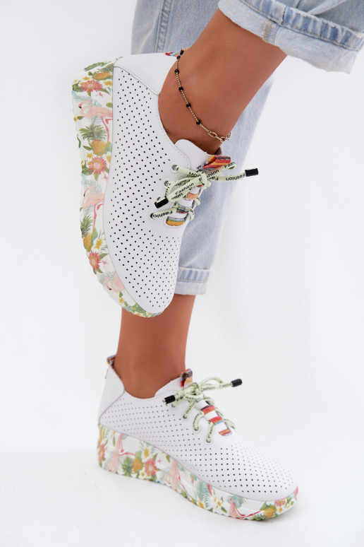 Scarpe in pelle con piattaforma di colore bianco Artiker 58C0598