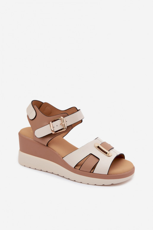 Sandali da donna beige con piattaforma e cinturini Artiker 58C0314