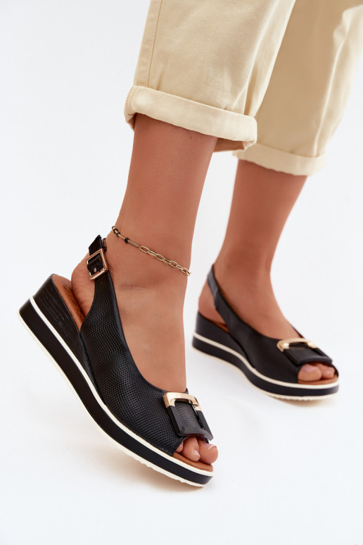 Sandali da donna neri con piattaforma e fibbie Artiker 58C0086