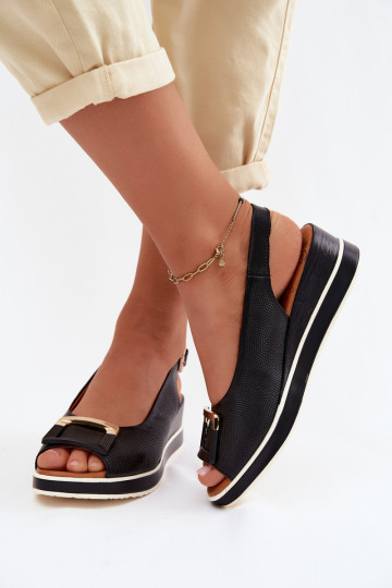 Sandali da donna Femminile con una piattaforma con fibbie Artiker 58C0086 colore nero 2