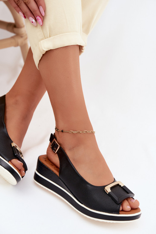 Sandali da donna neri con piattaforma e fibbie Artiker 58C0086