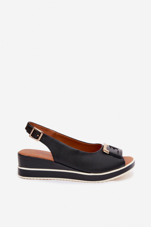 Sandali da donna Femminile con una piattaforma con fibbie Artiker 58C0086 colore nero