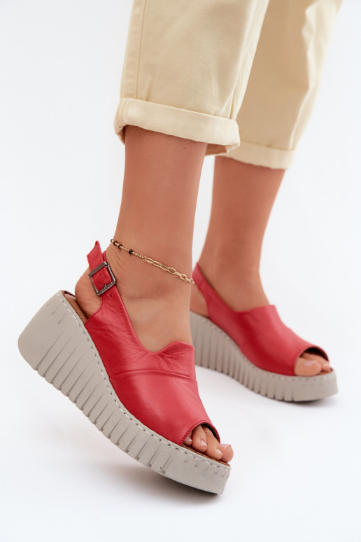 Sandali da donnaAbilitatoturalnej Skóry con una piattaforma Artiker 58C3373 colore rosso