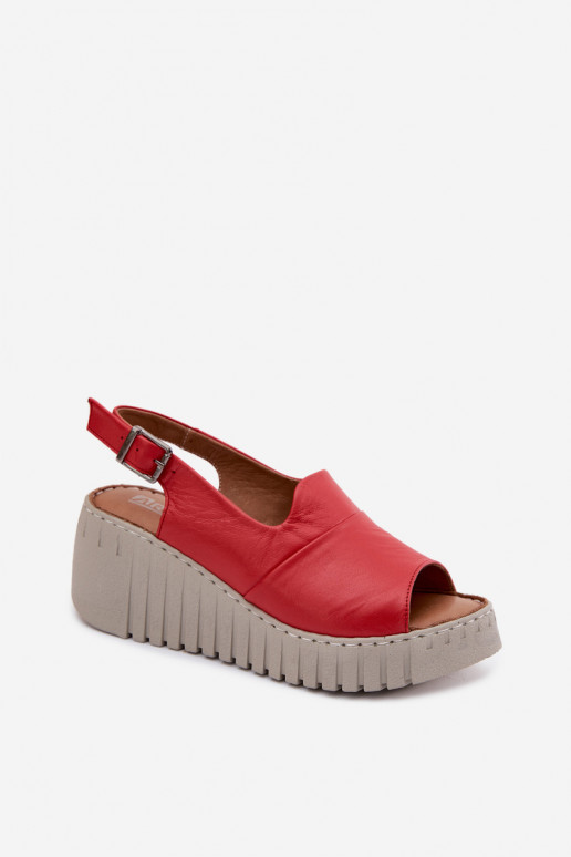 Sandali da donna rossi in pelle naturale con piattaforma Artiker 58C3373