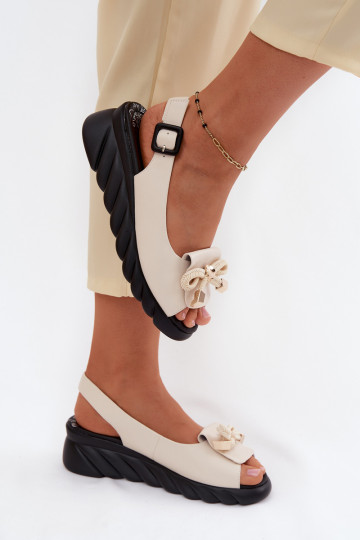 Sandali da donna beige con piattaforma e ornamenti Artiker 58C0054