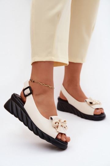 Sandali da donna beige con piattaforma e ornamenti Artiker 58C0054 2
