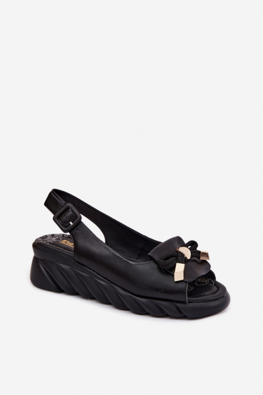Sandali da donna neri con piattaforma e ornamenti Artiker 58C0055