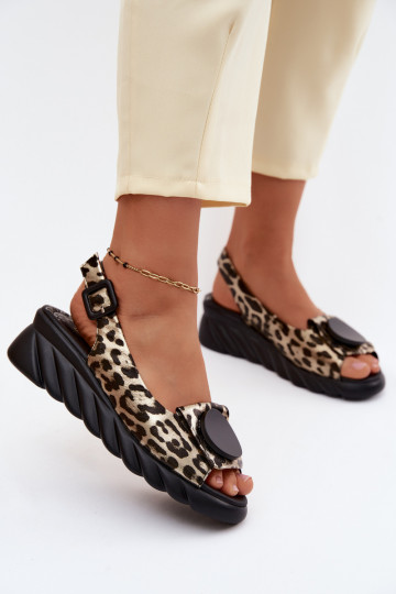 Sandali platform dorati con stampa leopardata Artiker 58C059 2