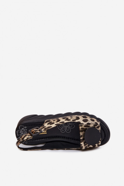 Sandali platform dorati con stampa leopardata Artiker 58C059