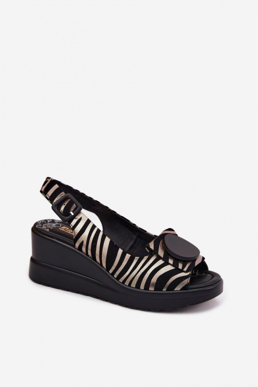 Pelle Sandali con plateau con ornamenti Artiker 58C0295 Nero e-colore dorato