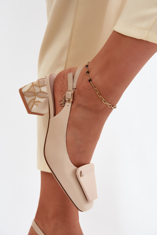 Pelle Scarpe con i tacchi con ornamenti Artiker 58C0672 beige