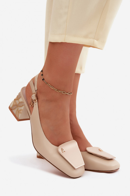 Pelle Scarpe con i tacchi con ornamenti Artiker 58C0672 beige