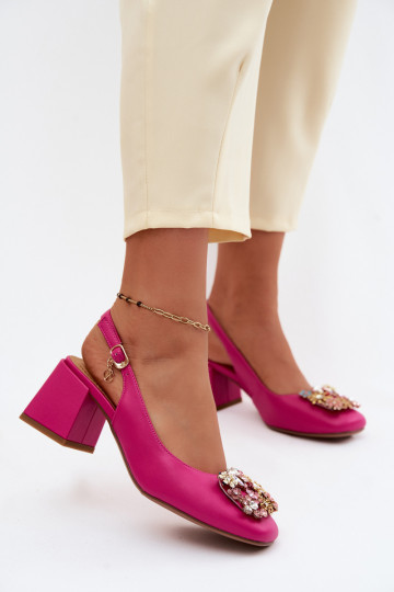 Scarpe in pelle con tacchi, decorazione in cristallo e motivi floreali Artiker 58C0662 colore rosa 2