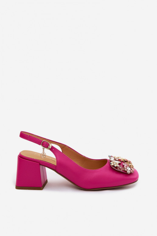 Scarpe in pelle con tacchi, decorazione in cristallo e motivi floreali Artiker 58C0662 colore rosa