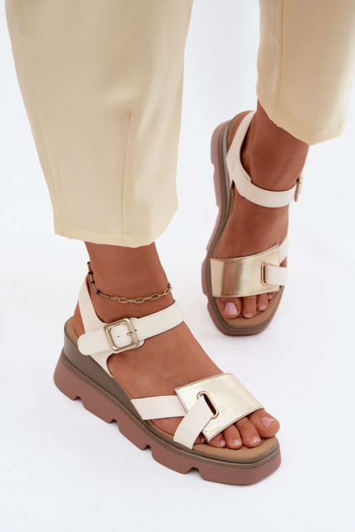 Sandali con piattaforma Artiker 58C0312 colore sabbia e oro