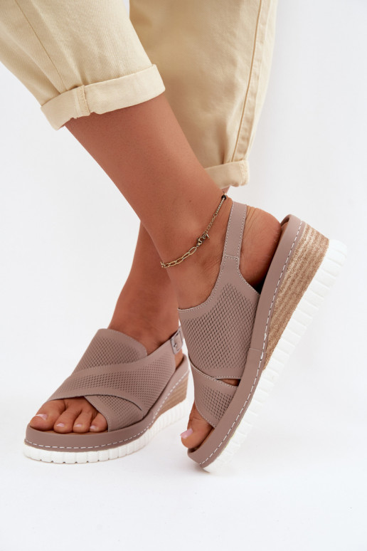 Sandali con piattaforma in pelle naturale Artiker 58C3146 colore sabbia