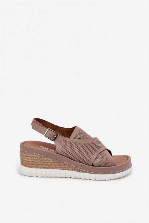 Sandali con piattaforma in pelle naturale Artiker 58C3146 colore sabbia