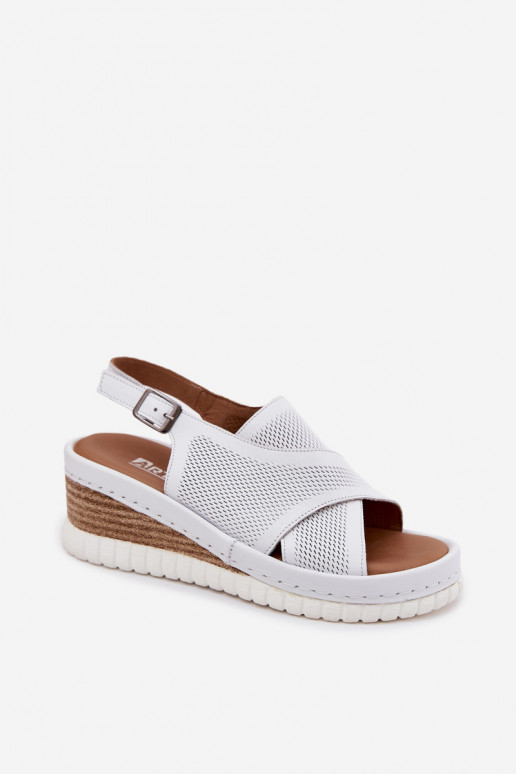 Sandali con piattaforma in pelle naturale Artiker 58C3145 colore bianco
