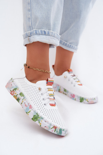 Scarpe in pelle con piattaforma decorata Artiker 58C0597 colore bianco