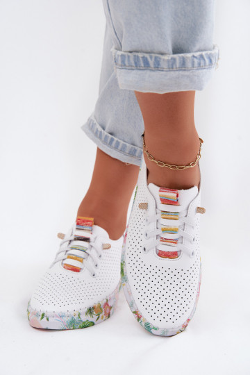 Scarpe in pelle con piattaforma decorata Artiker 58C0597 colore bianco 2