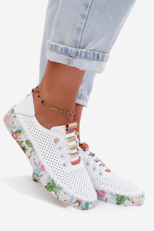 Scarpe in pelle con piattaforma decorata Artiker 58C0597 colore bianco