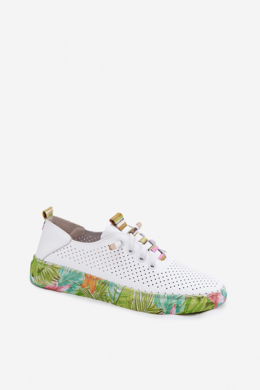 Pelle scarpe Femminile Abilitato Elegantellatoj Platformie Artiker 58C0441 Bianco-colore verde