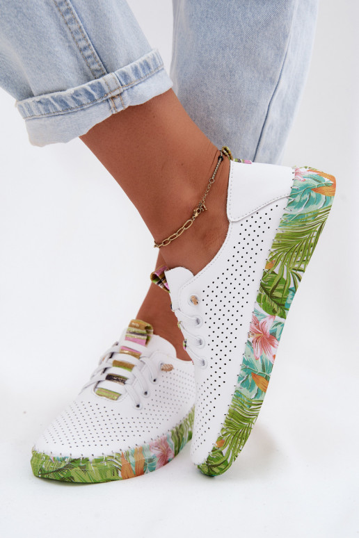 Pelle scarpe Femminile Abilitato Elegantellatoj Platformie Artiker 58C0441 Bianco-colore verde