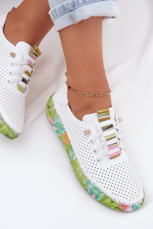 Pelle scarpe Femminile Abilitato Elegantellatoj Platformie Artiker 58C0441 Bianco-colore verde