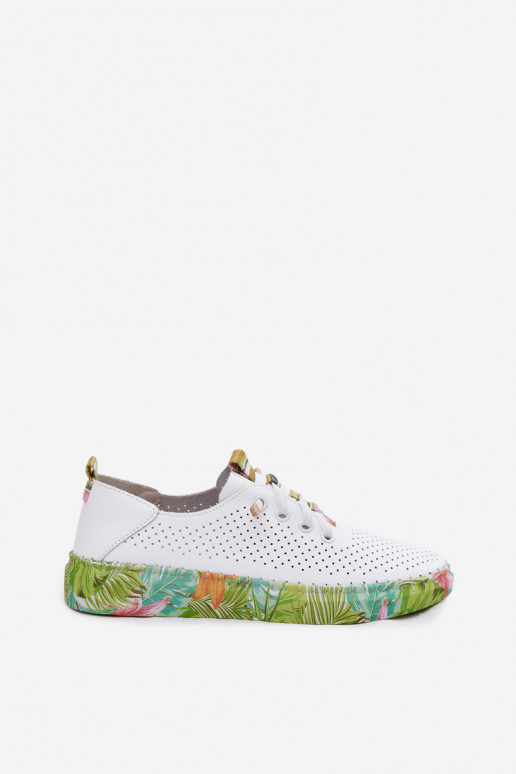 Pelle scarpe Femminile Abilitato Elegantellatoj Platformie Artiker 58C0441 Bianco-colore verde