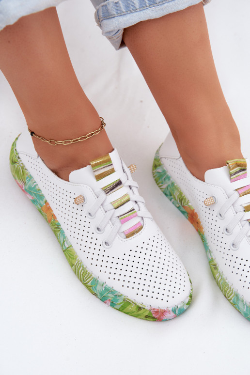 Pelle scarpe Femminile Abilitato Elegantellatoj Platformie Artiker 58C0441 Bianco-colore verde