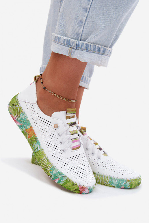 Pelle scarpe Femminile Abilitato Elegantellatoj Platformie Artiker 58C0441 Bianco-colore verde