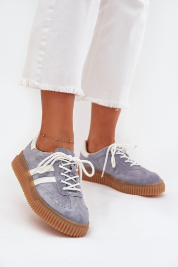 dalla pelle scamosciata Scarpe modello sneakers Femminile con una piattaforma colore blu Deverisae