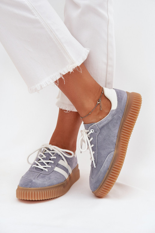 Sneakers in suede blu con plateau Tai turirisae