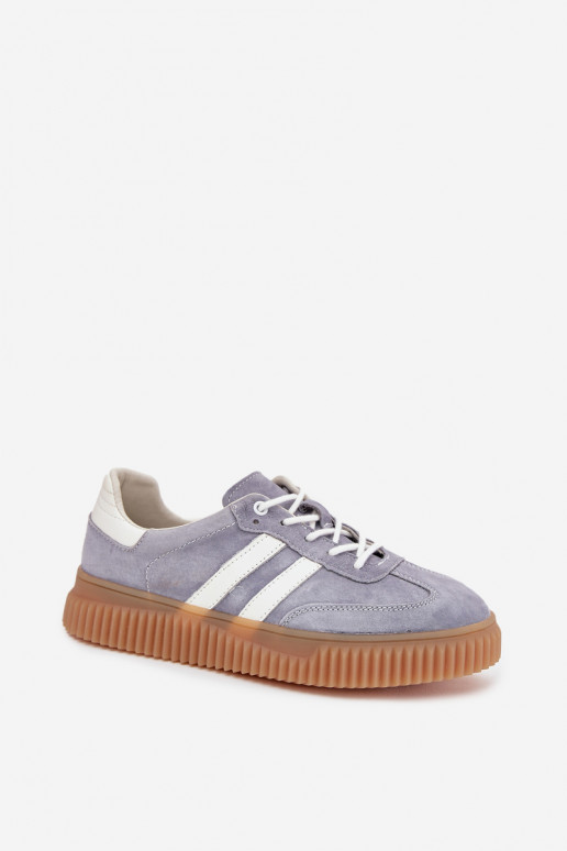 dalla pelle scamosciata Scarpe modello sneakers Femminile con una piattaforma colore blu Deverisae