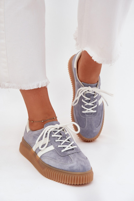 Sneakers in suede blu con plateau Tai turirisae