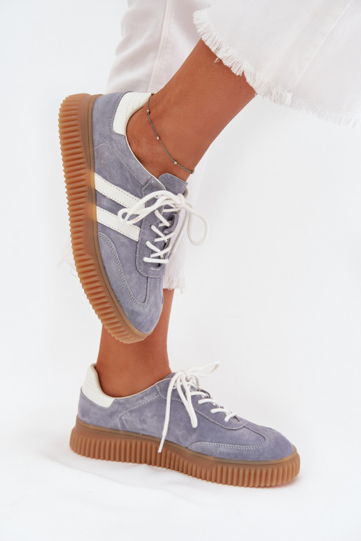 Sneakers in suede blu con plateau Tai turirisae